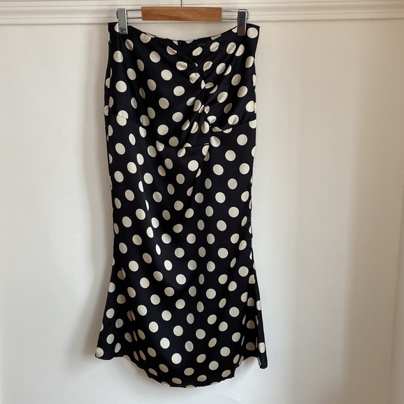 NWT Polka Dot-Print Ruched Midi Skirt - Picture 2 of 11